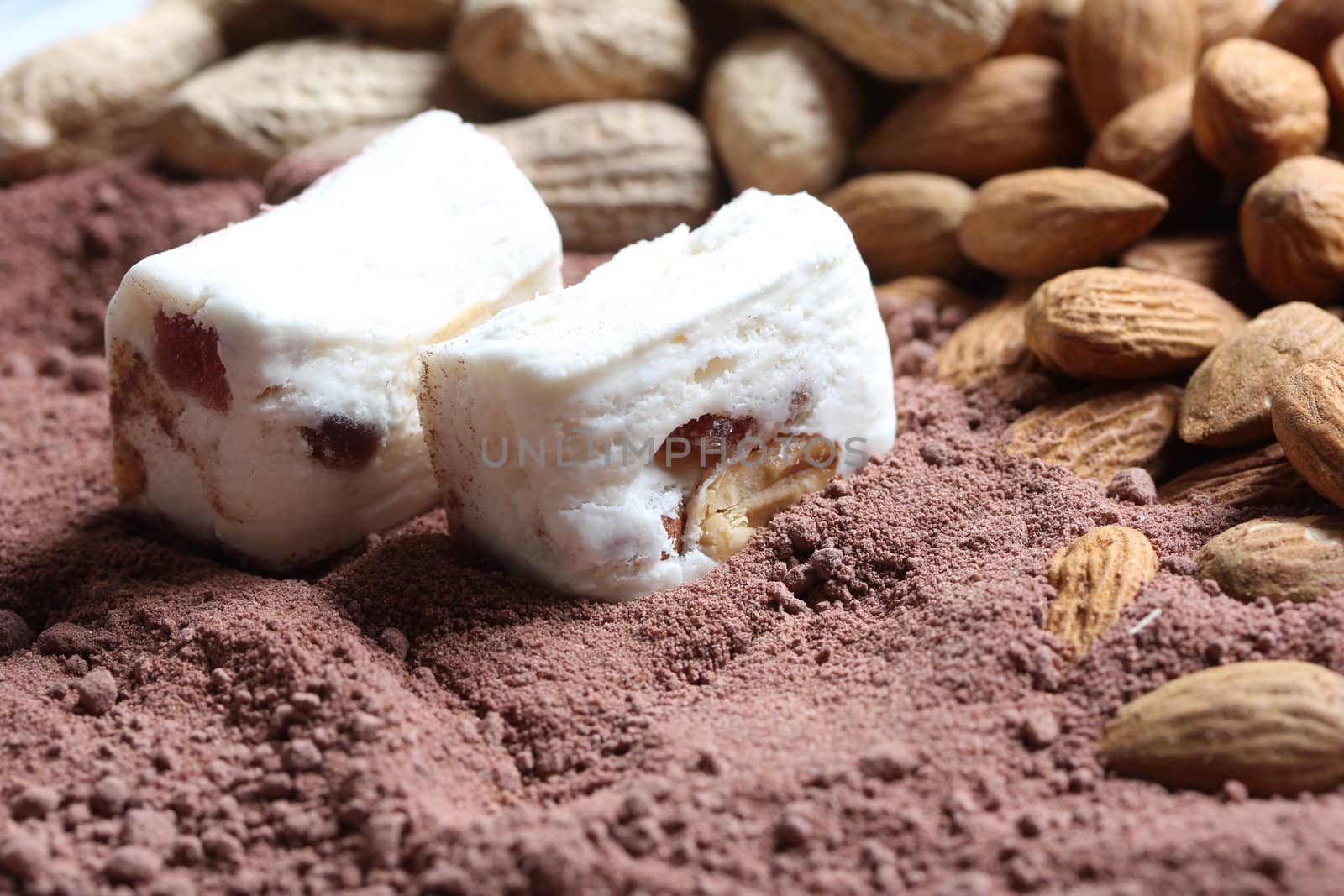 white nougat in cacao