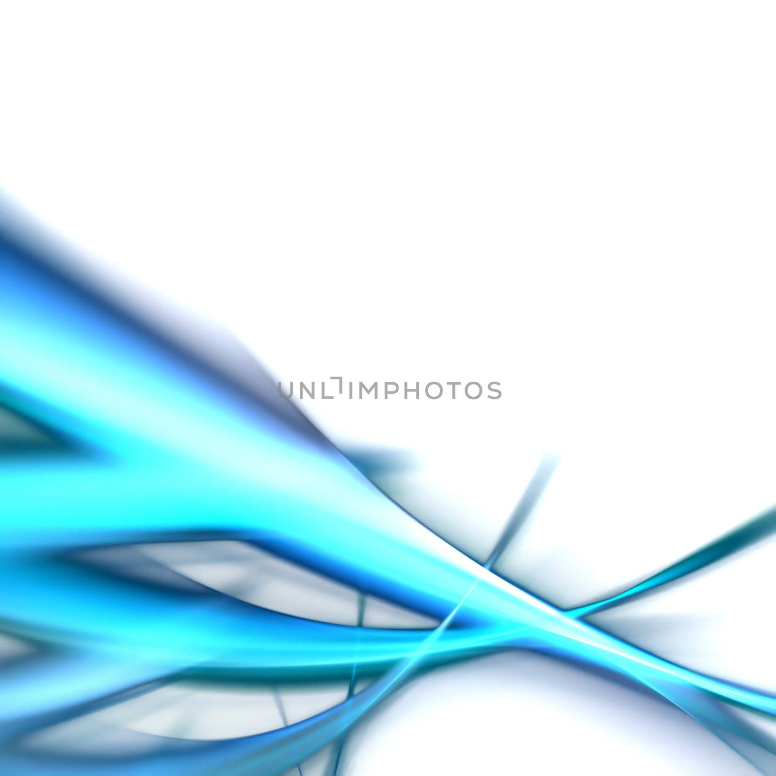 A neon blue abstract fractal background isolated on white.
