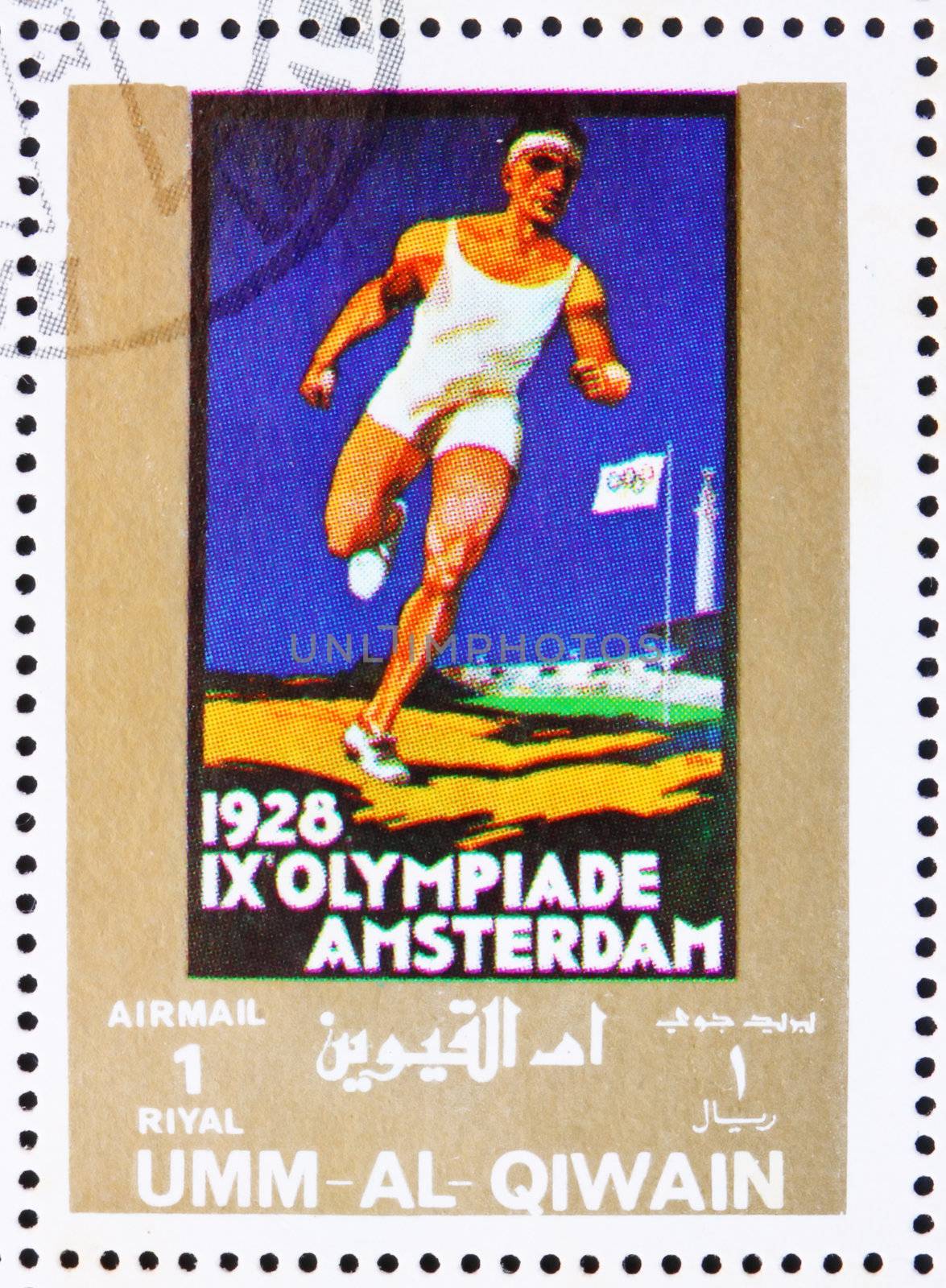 UMM AL-QUWAIN - CIRCA 1972: a stamp printed in the Umm al-Quwain shows Amsterdam 1928, Netherlands, Olympic Games of the past, circa 1972