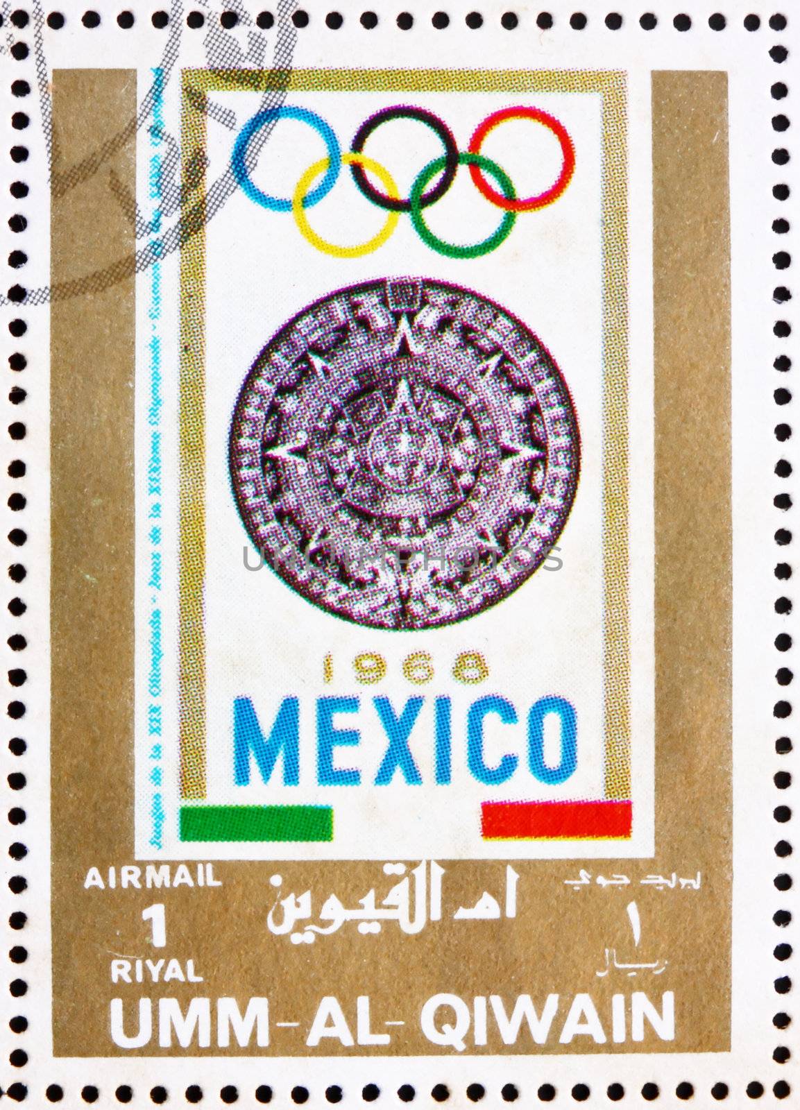 UMM AL-QUWAIN - CIRCA 1972: a stamp printed in the Umm al-Quwain shows Mexico 1968, Mexico, Olympic Games of the past, circa 1972