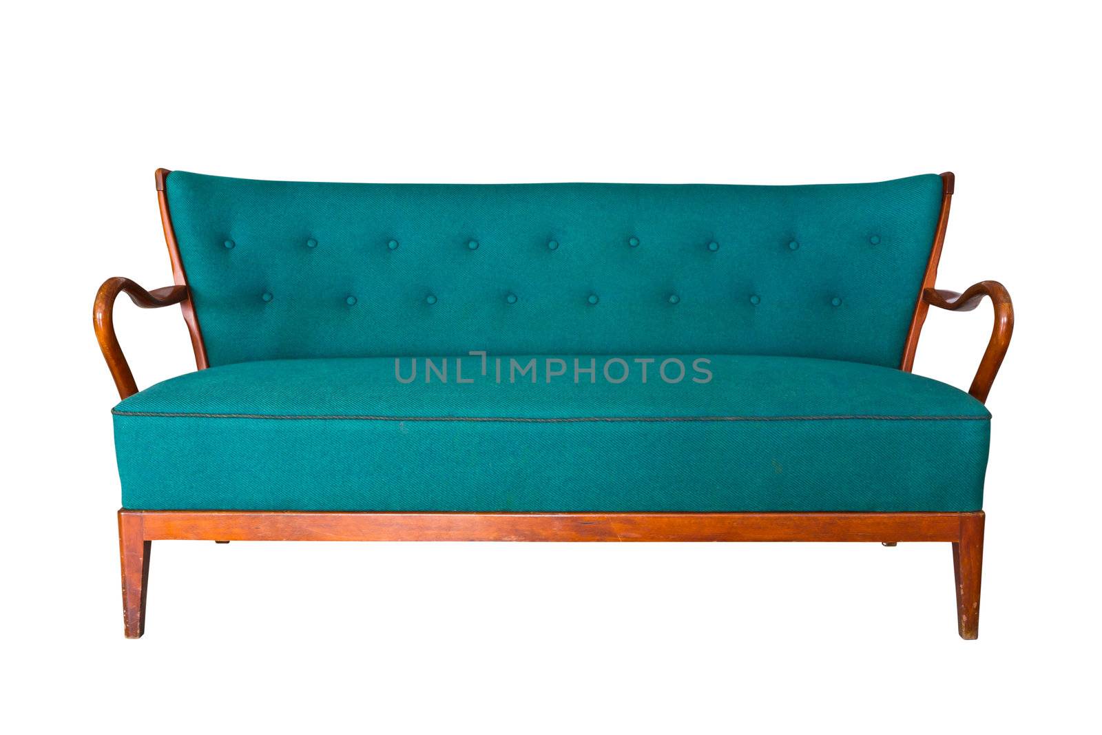 green sofa isolated with clipping path