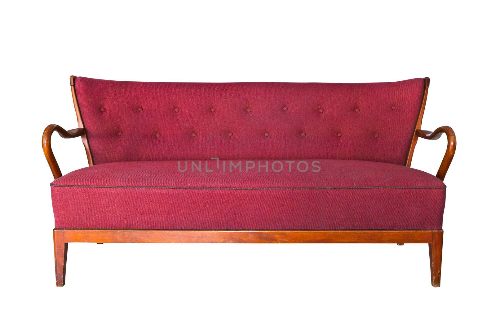 red sofa isolated with clipping path