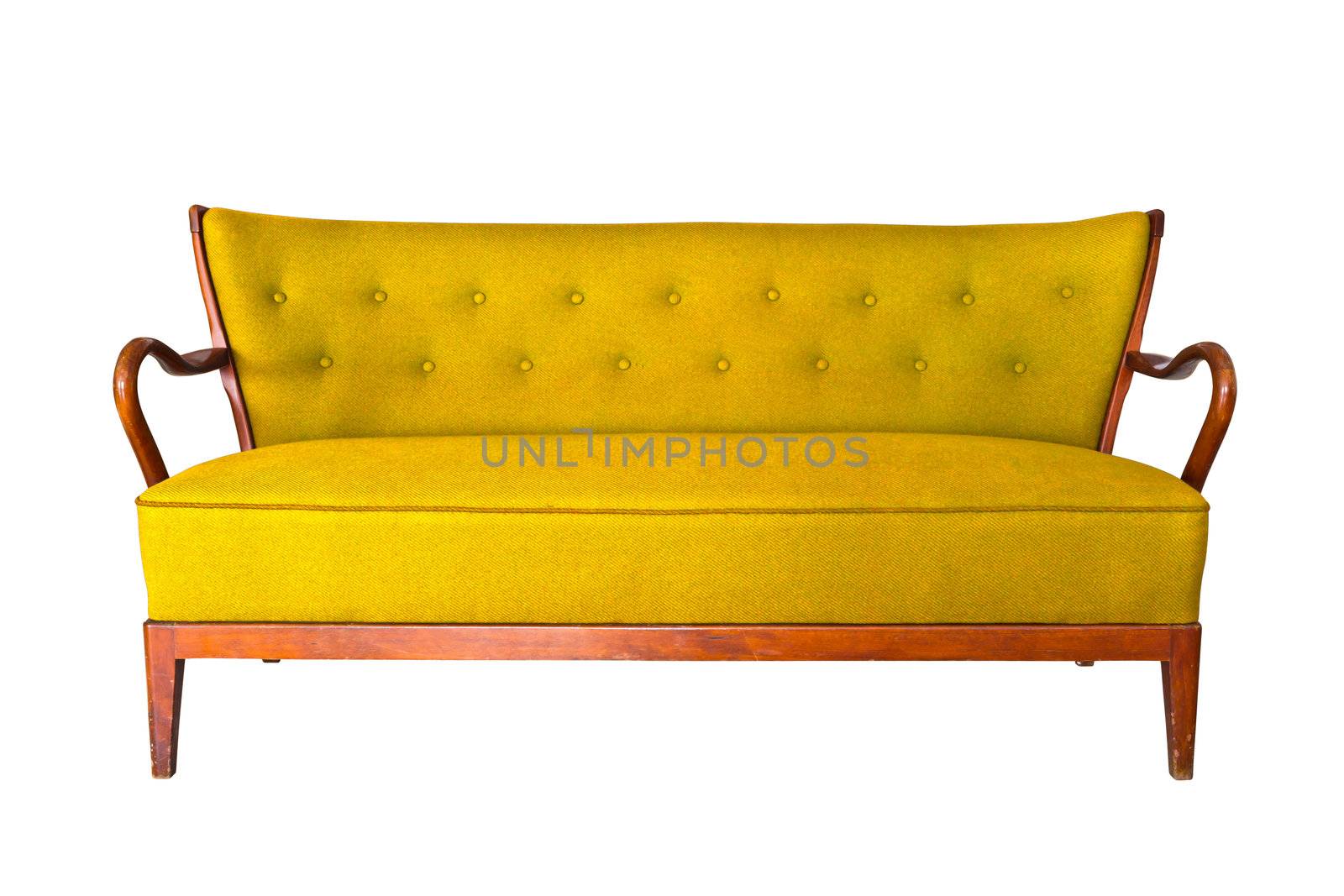 yellow sofa isolated with clipping path by tungphoto