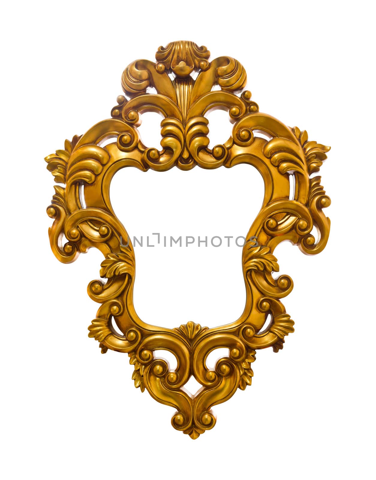 golden sculpture frame isolated with clipping path  by tungphoto