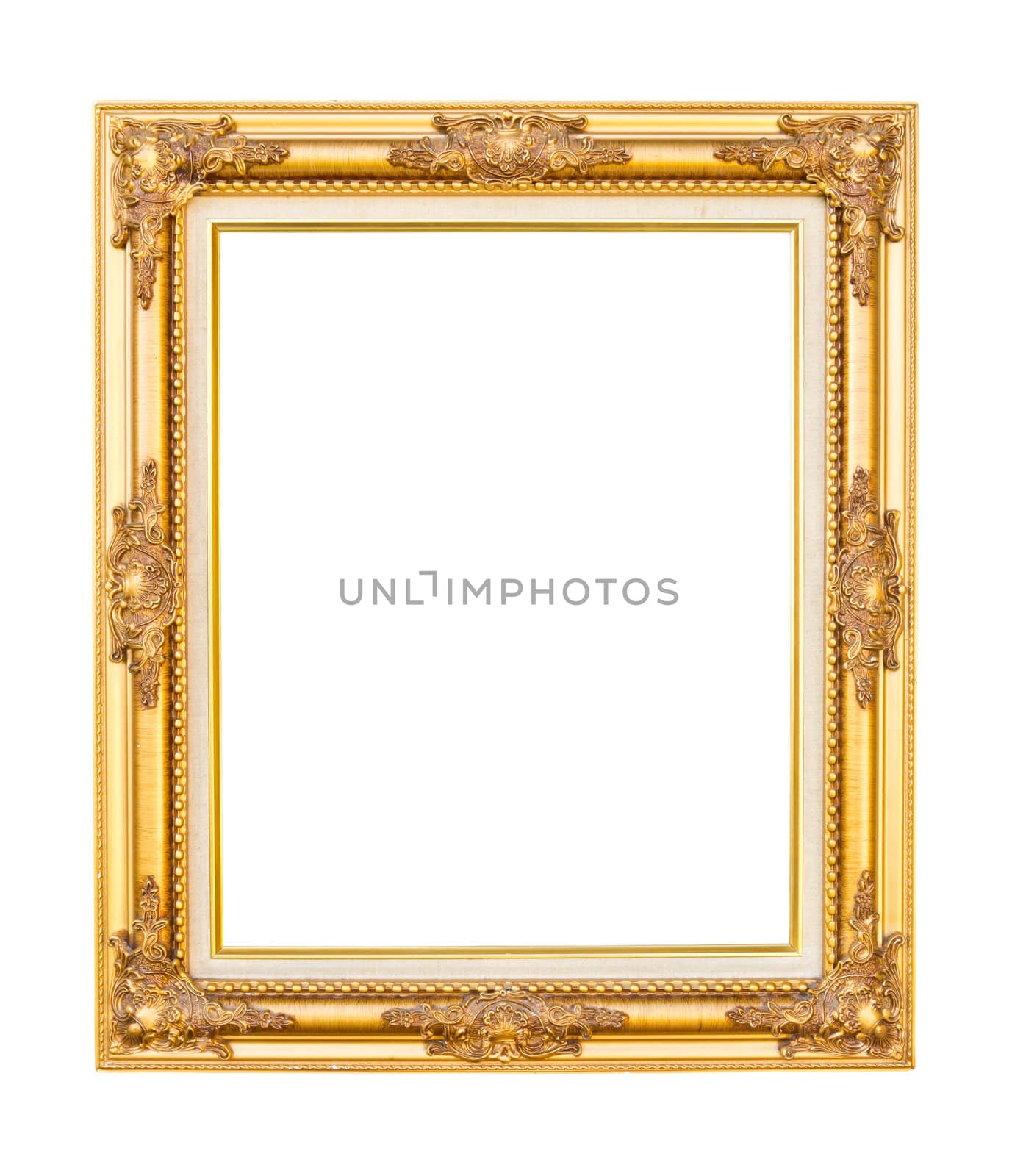 frame of golden wood isolated with clipping path
