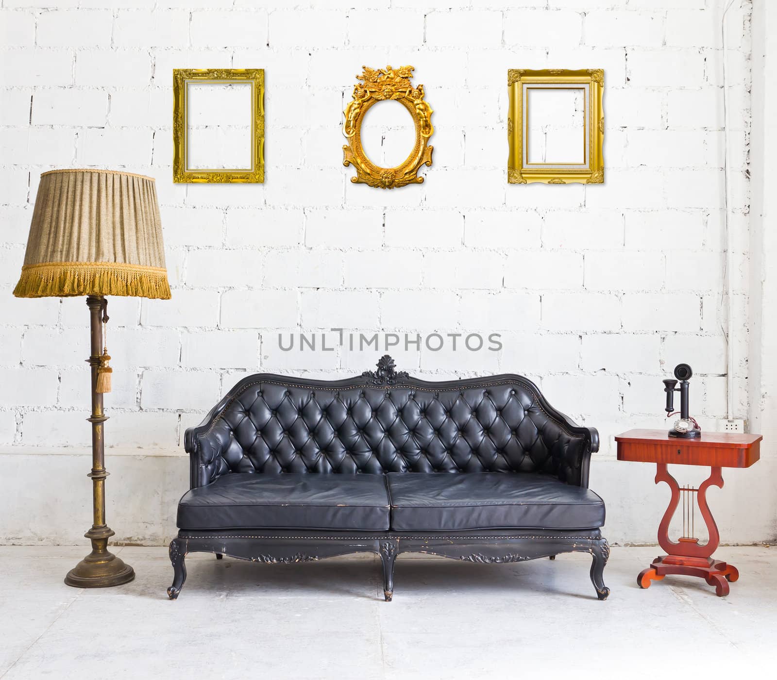 vintage luxury armchair in white room  by tungphoto