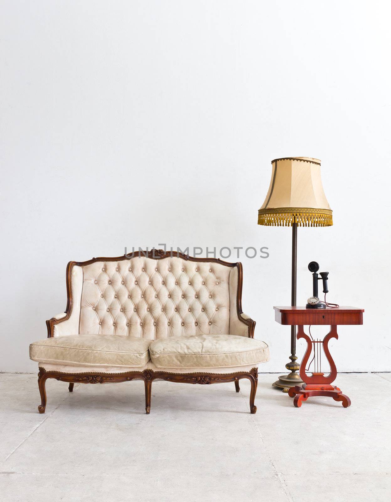 vintage luxury armchair in white room