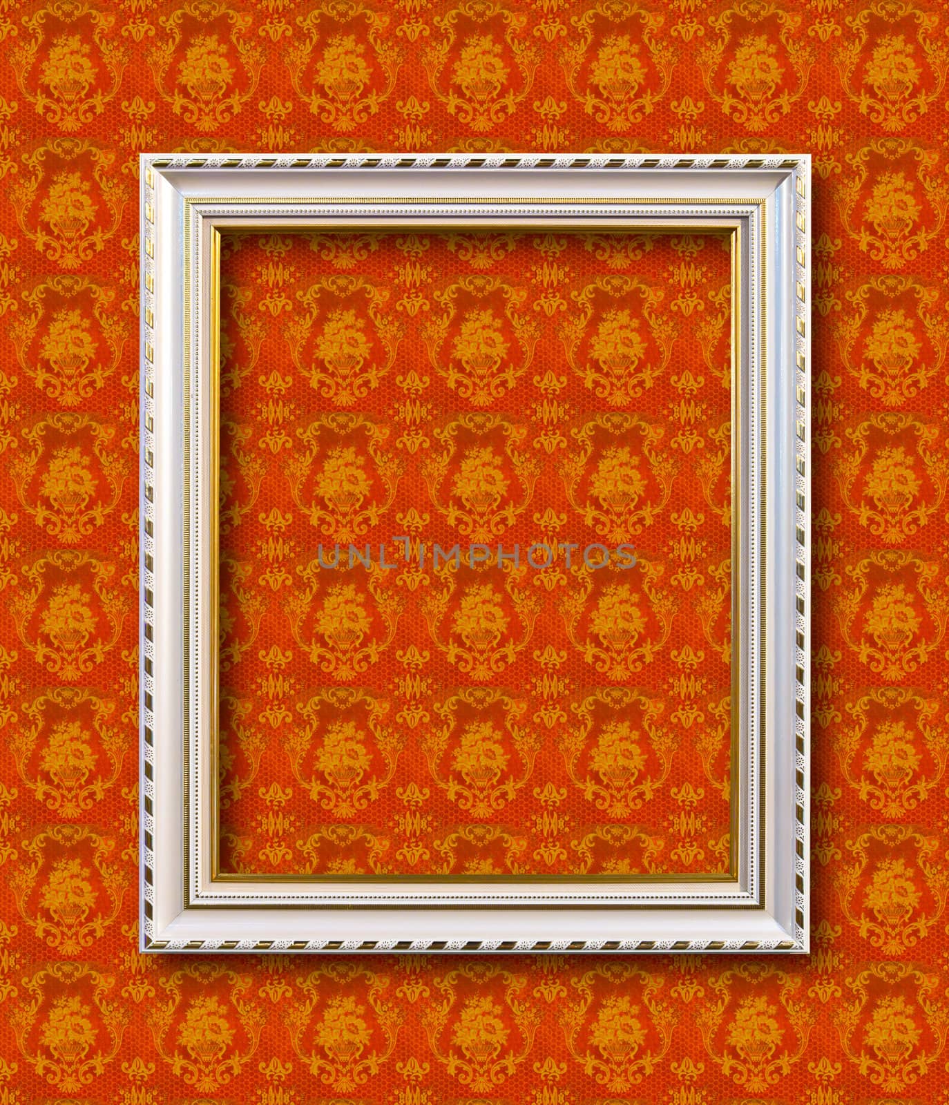 frame on yellow wallpaper with clipping path