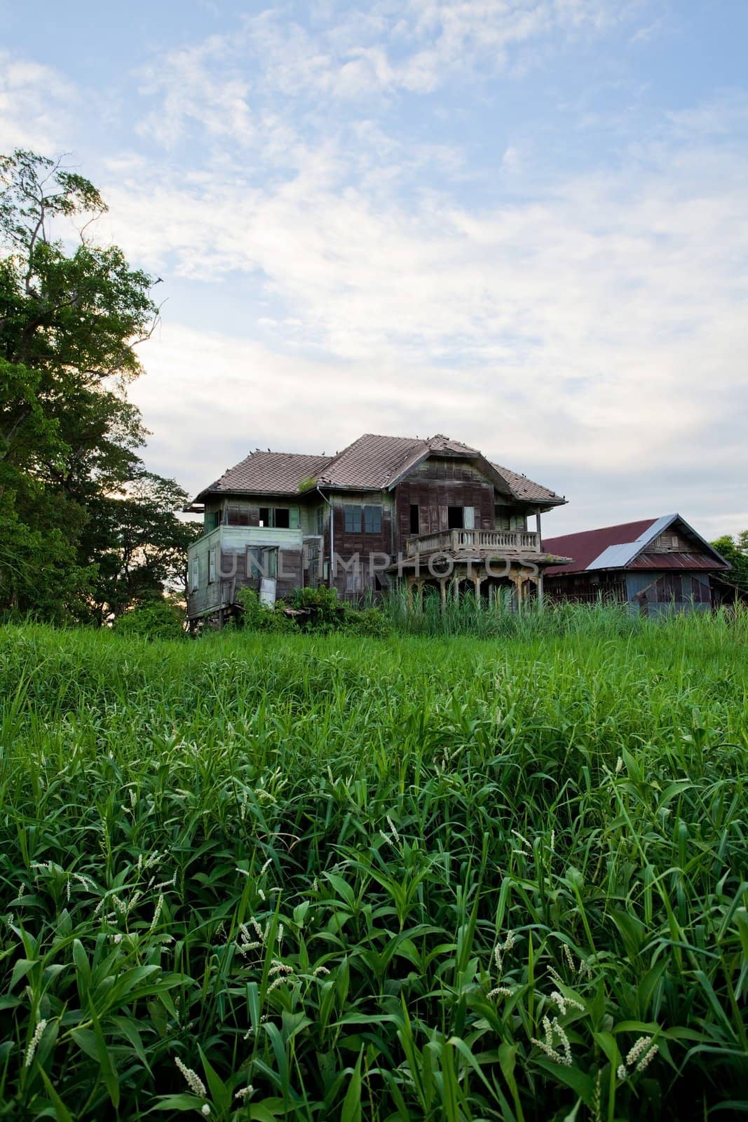 abandoned old house by witthaya