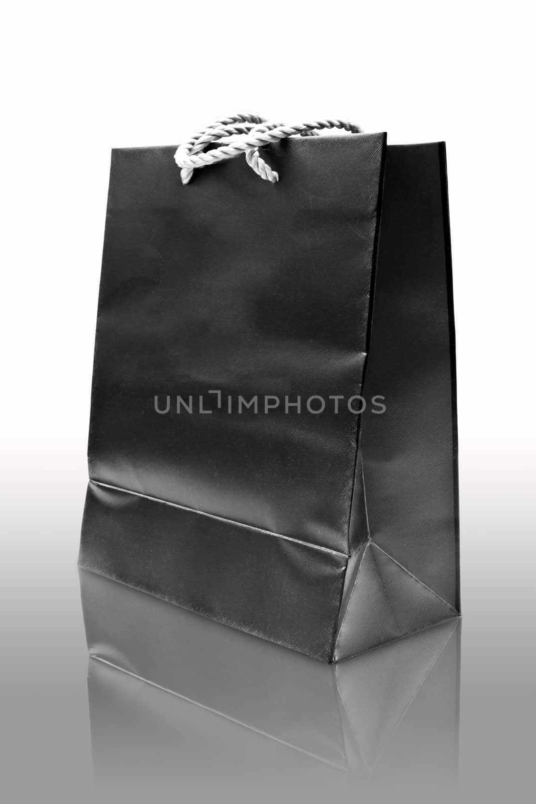 black and white paper shopping bag isolated