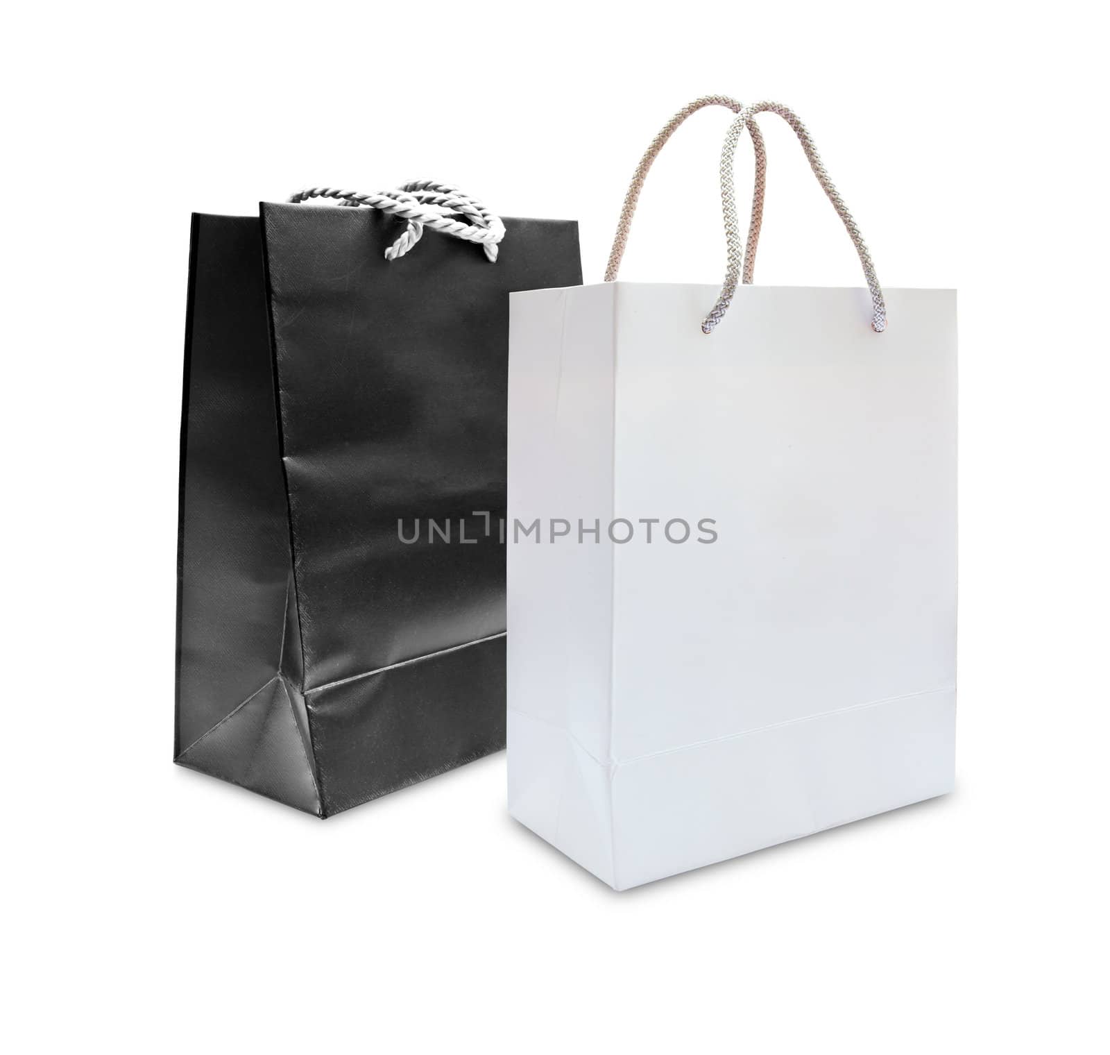 black and white paper shopping bag isolated