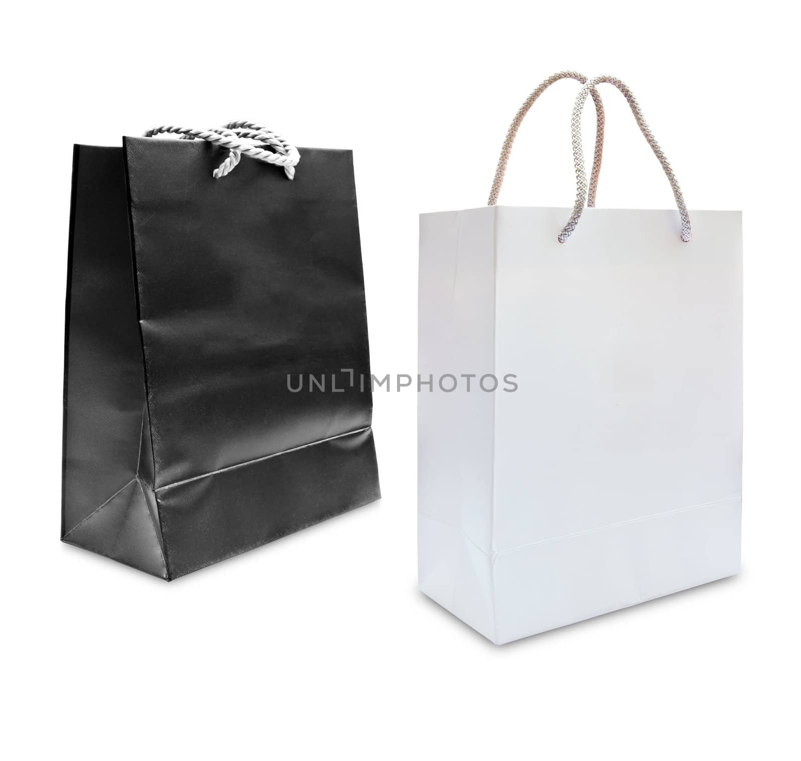 black and white paper shopping bag isolated by tungphoto