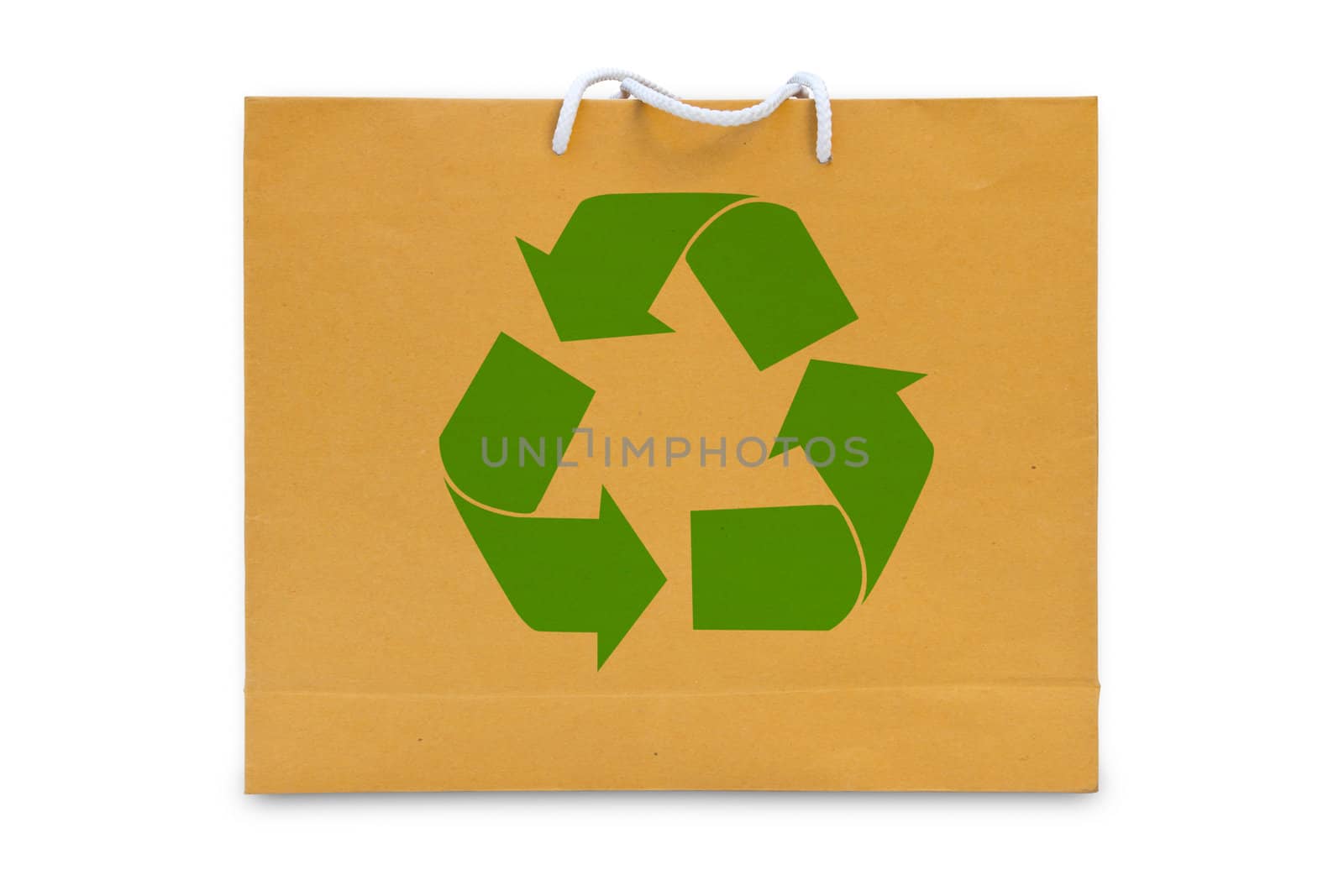 recycle sign on brown paper bag