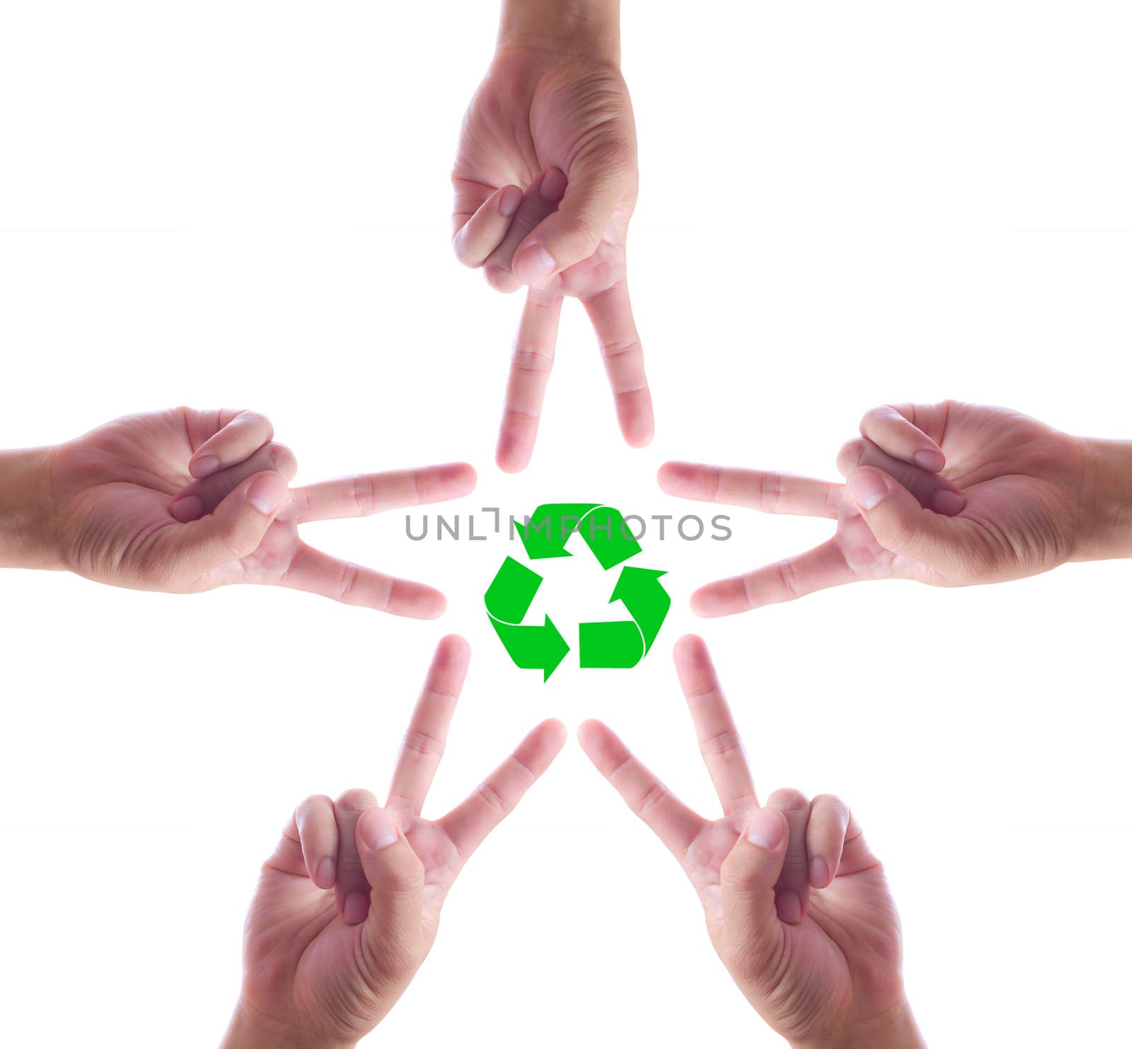 recycle sign in hand make star by tungphoto