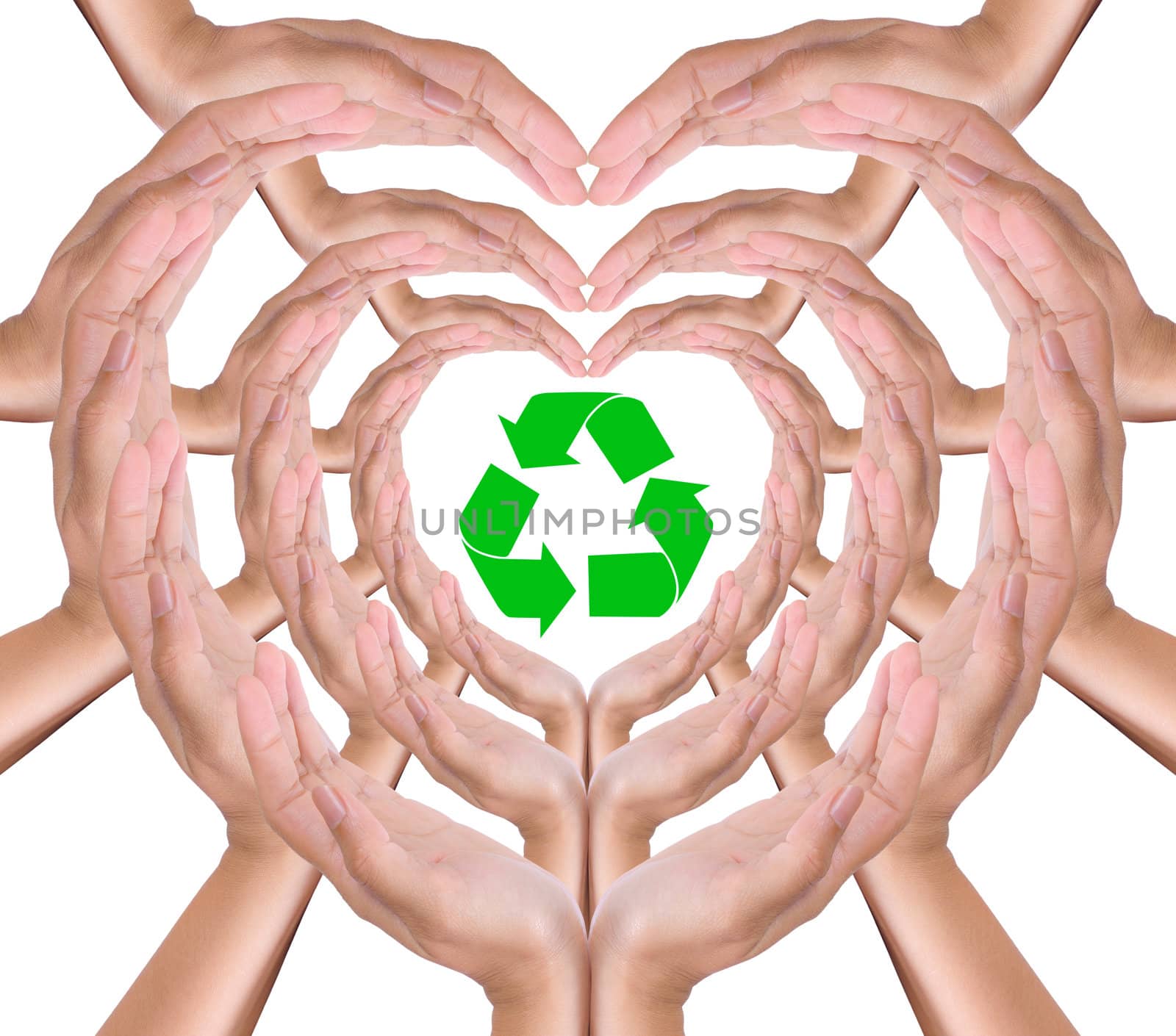 recycle sign in hand heart by tungphoto