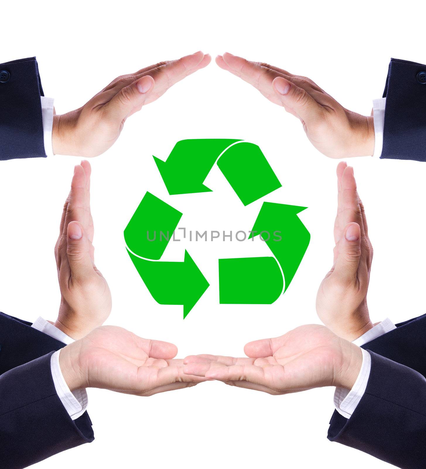 recycle sign in hand make house by tungphoto