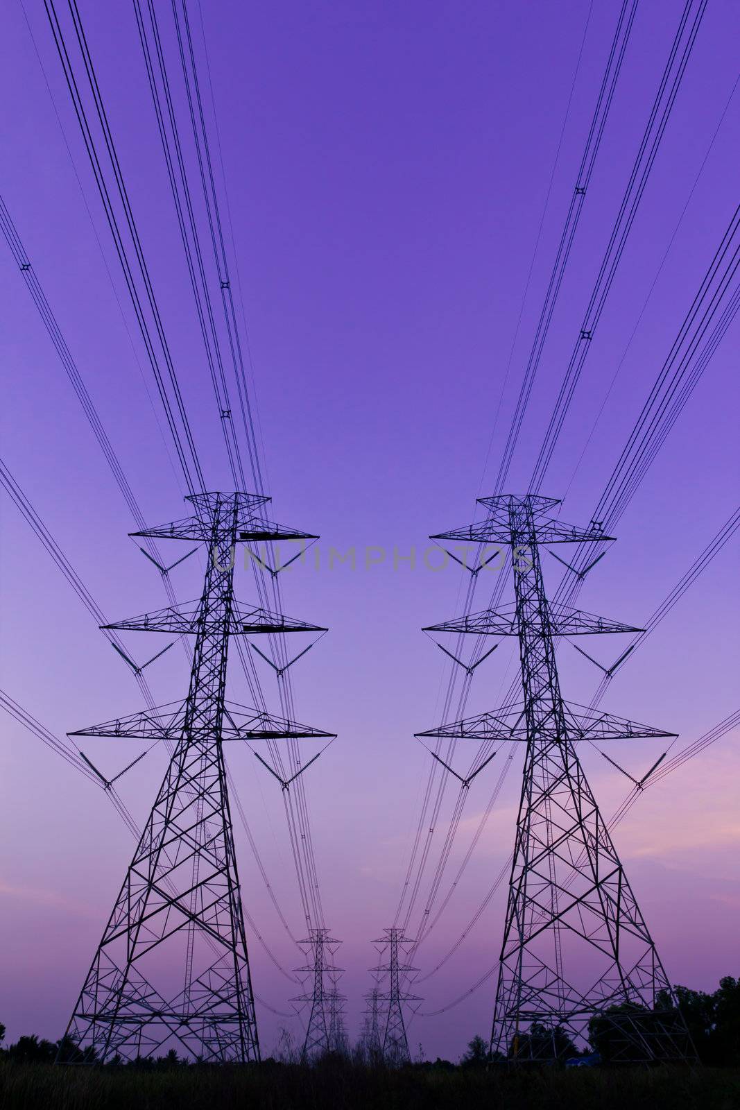 electrical high voltage power pylon by tungphoto