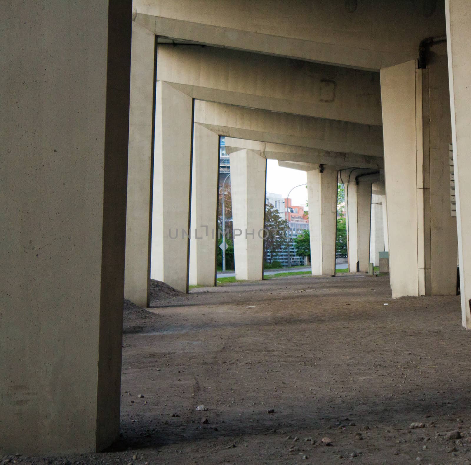 Support posts for the Gardner Expressway in downtown Toronto, Canada.