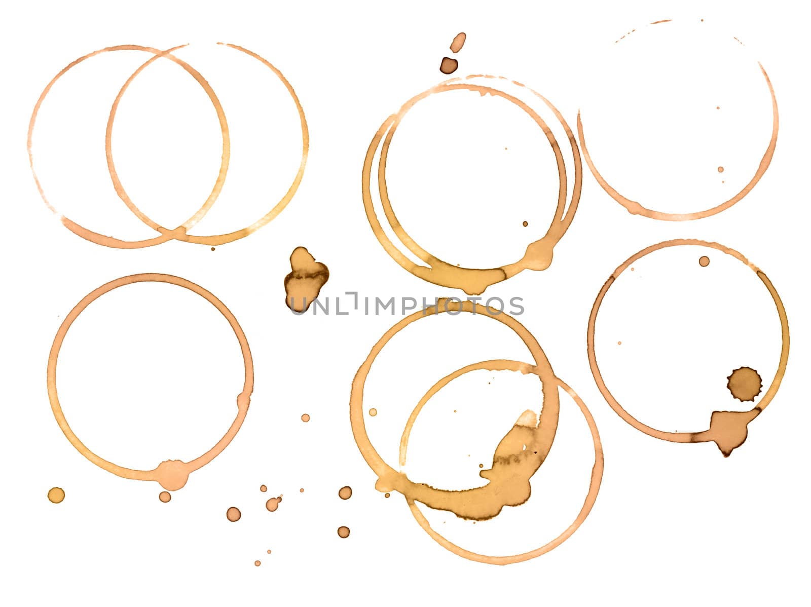 Coffee cup mug rings collection on white background