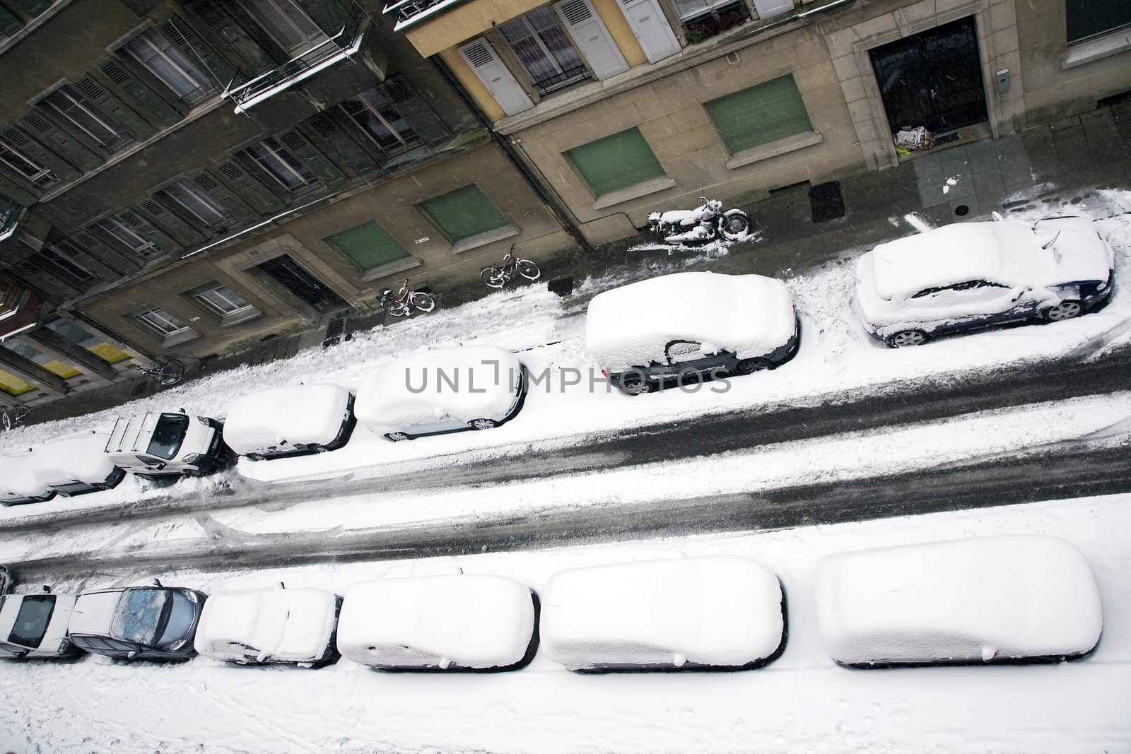 Cars snowed under