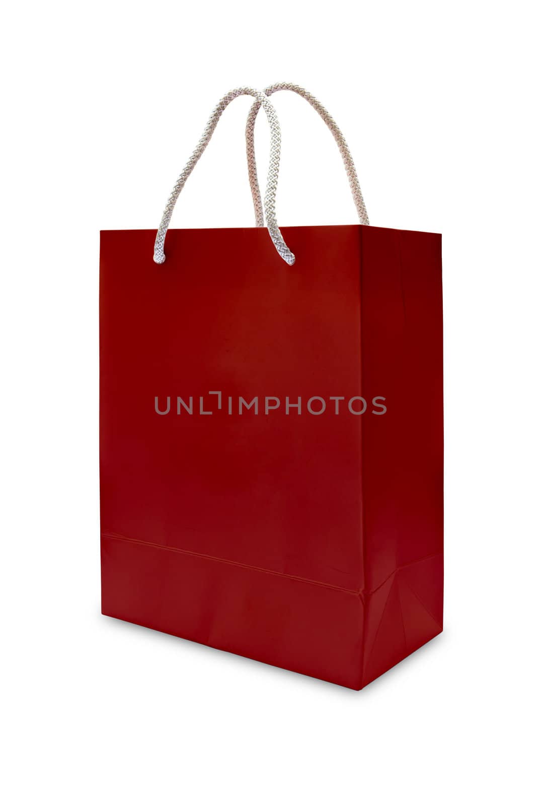 red paper shopping bag isolated