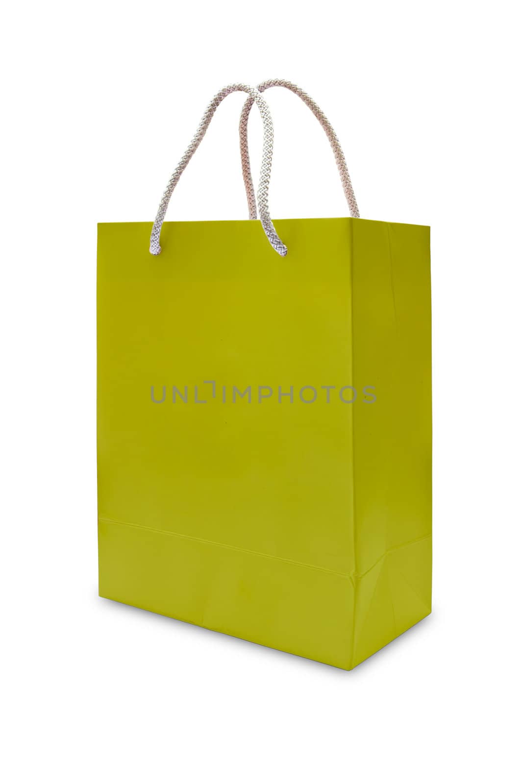 yellow paper shopping bag isolated by tungphoto