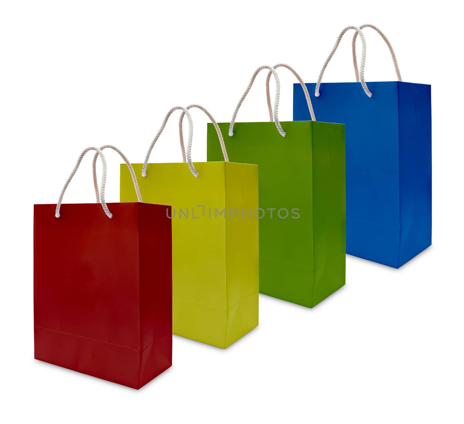 colorful paper shopping bag isolated