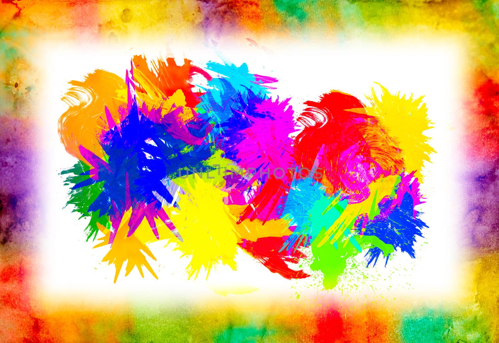 watercolor splat on grunge background by tungphoto