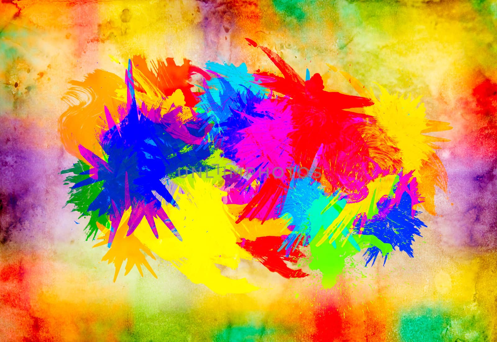 watercolor splat on grunge background by tungphoto