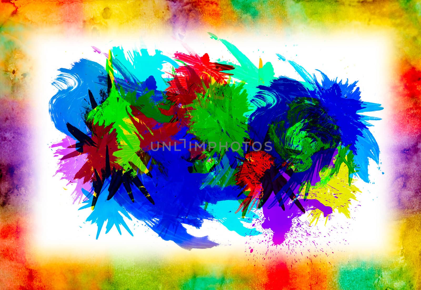 watercolor splat on grunge background by tungphoto