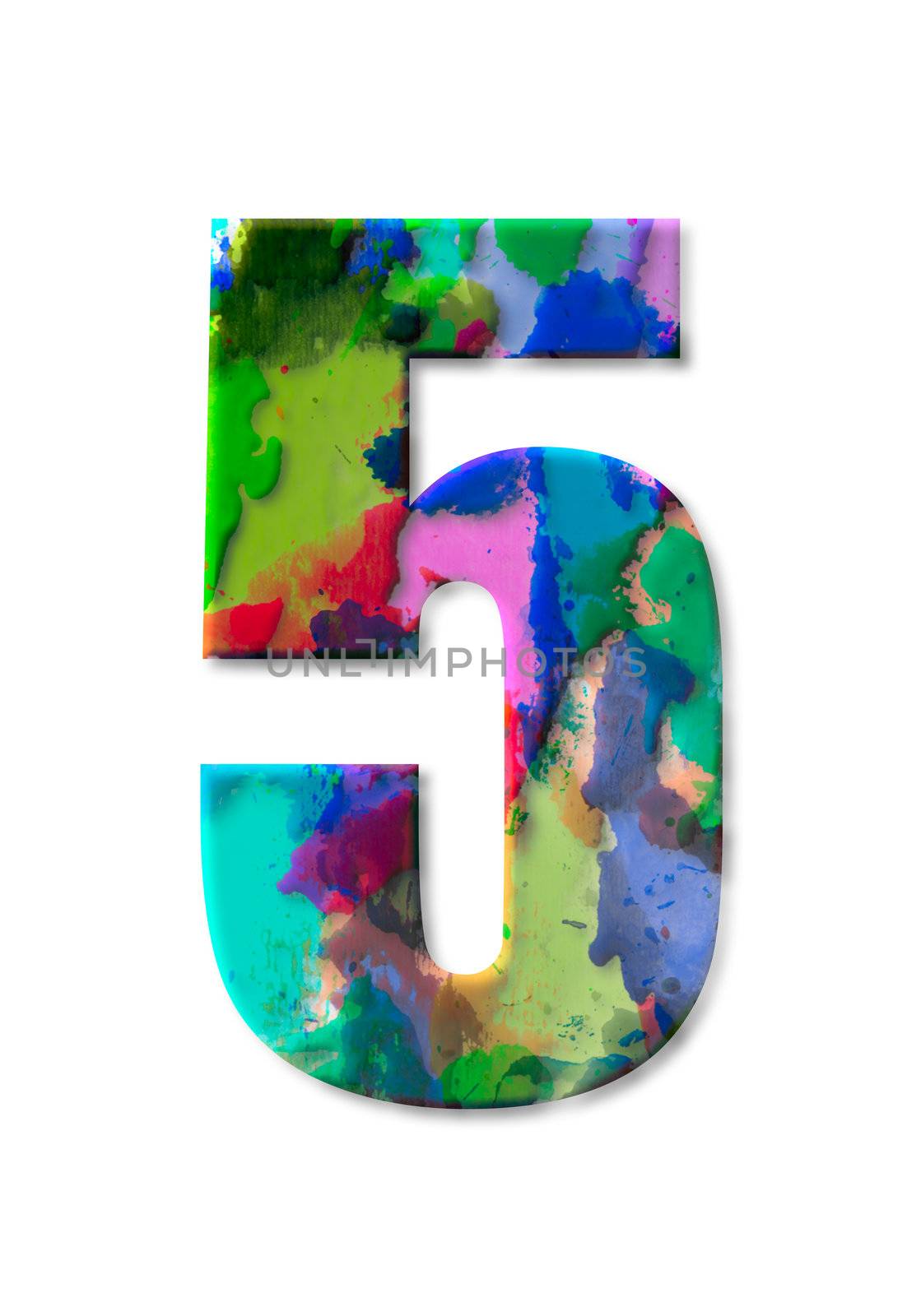 number five watercolor isolated by tungphoto