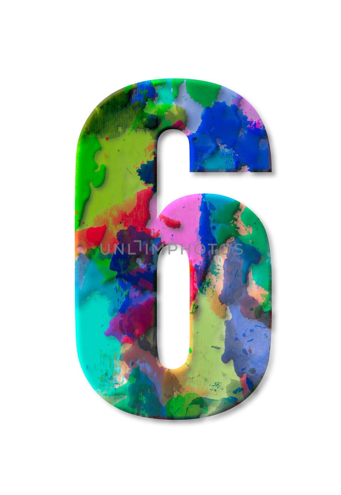 number six watercolor  isolated by tungphoto