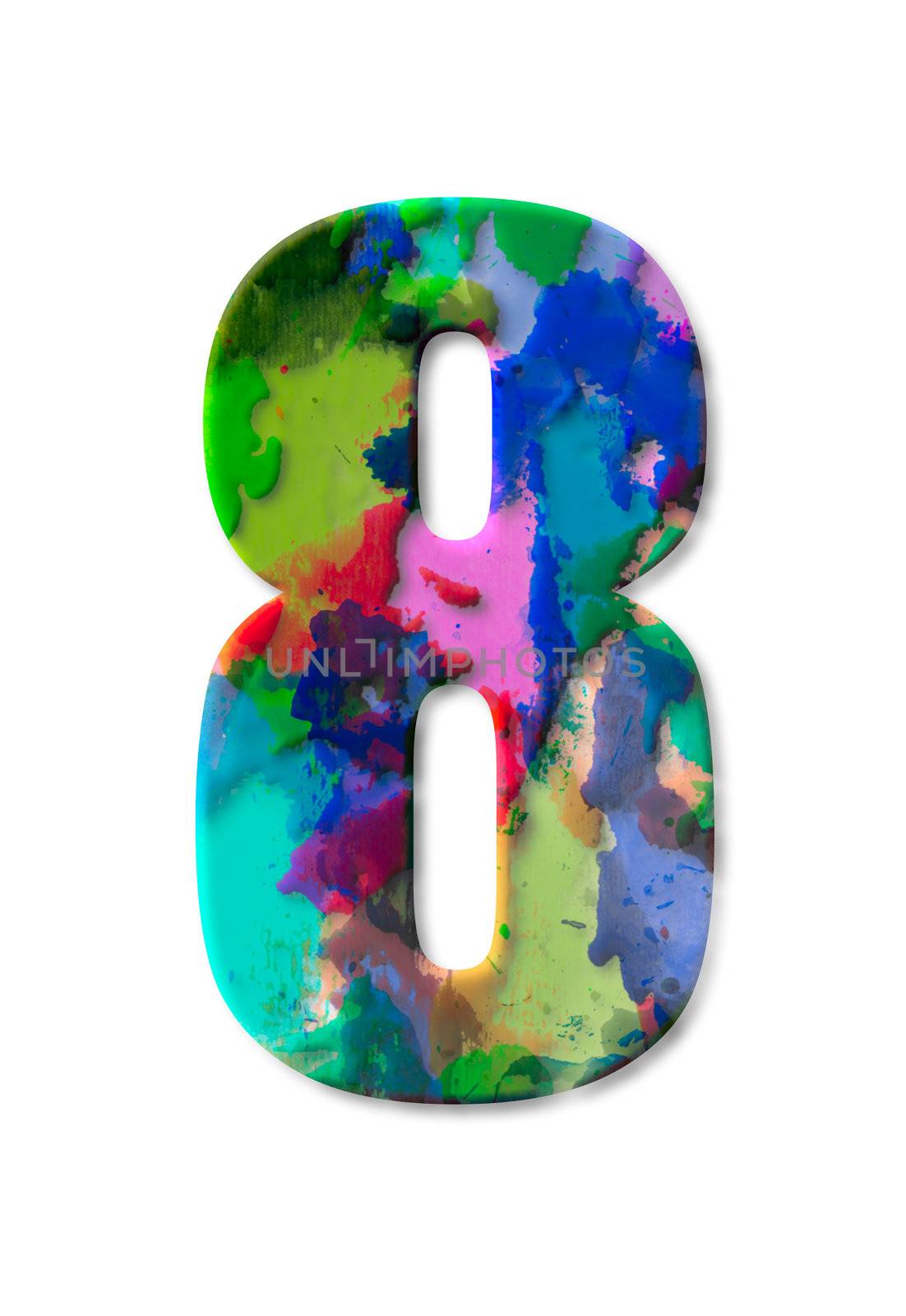 number eight watercolor isolated