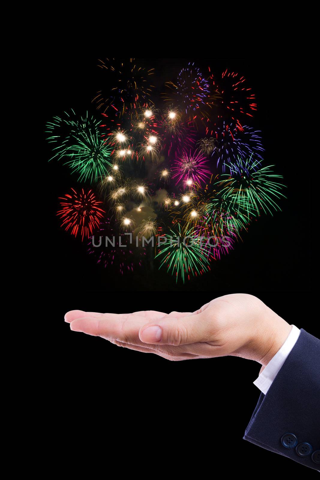 firework on hand by tungphoto
