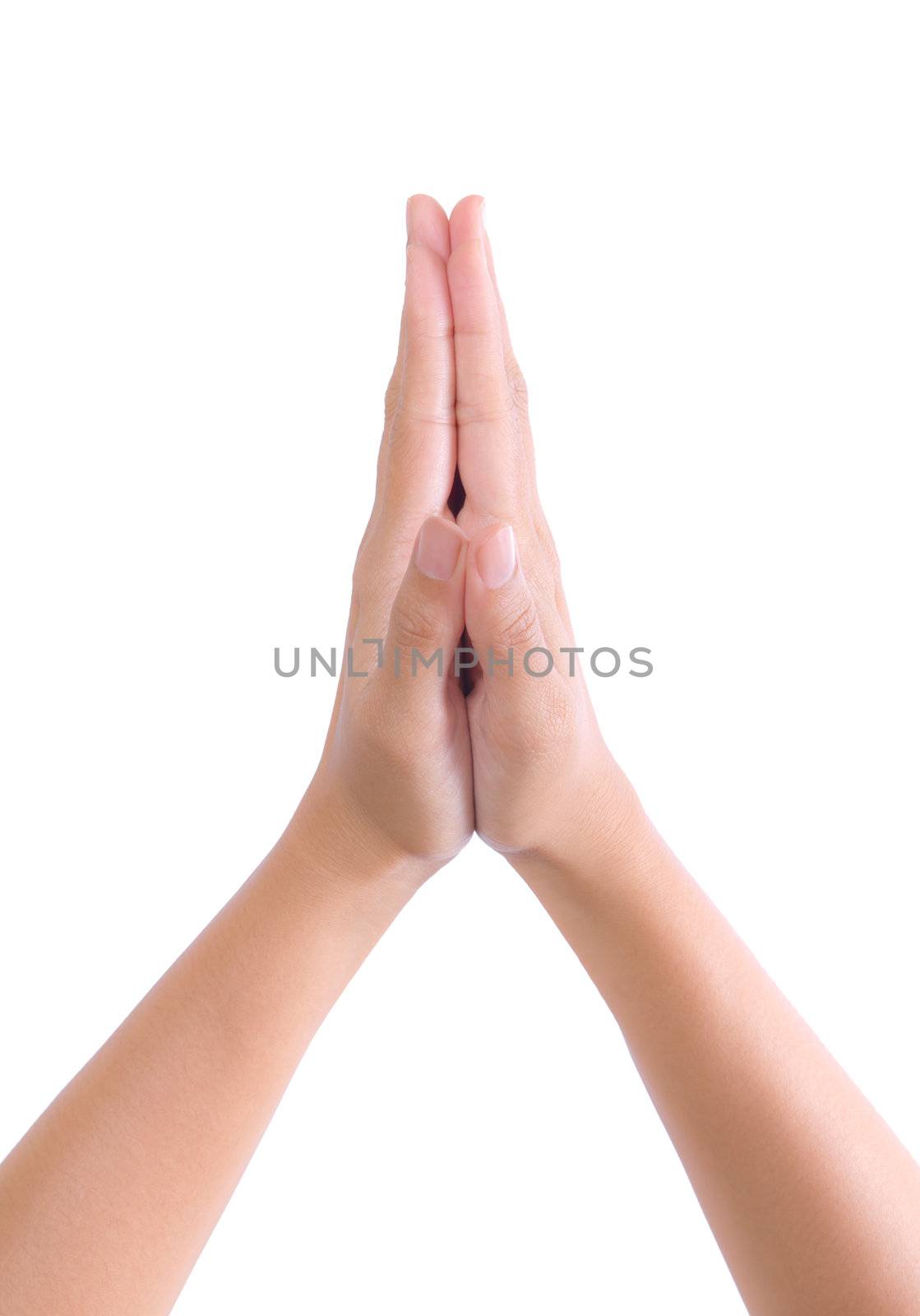 put hands together in salute by tungphoto