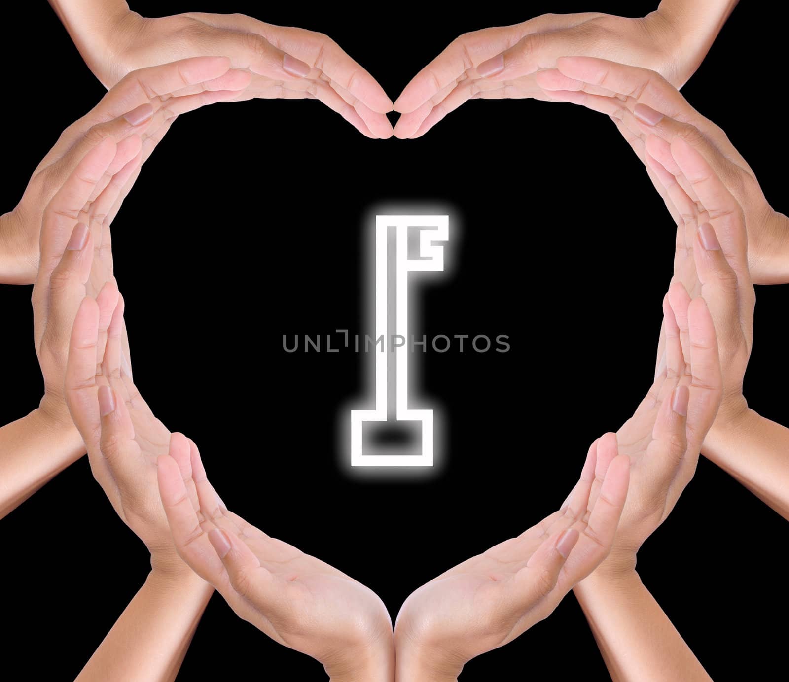key icon in hands heart isolated by tungphoto