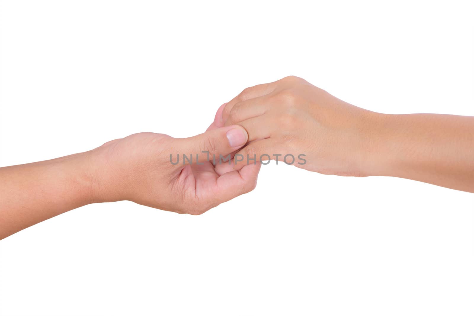 man holding woman hand isolated
