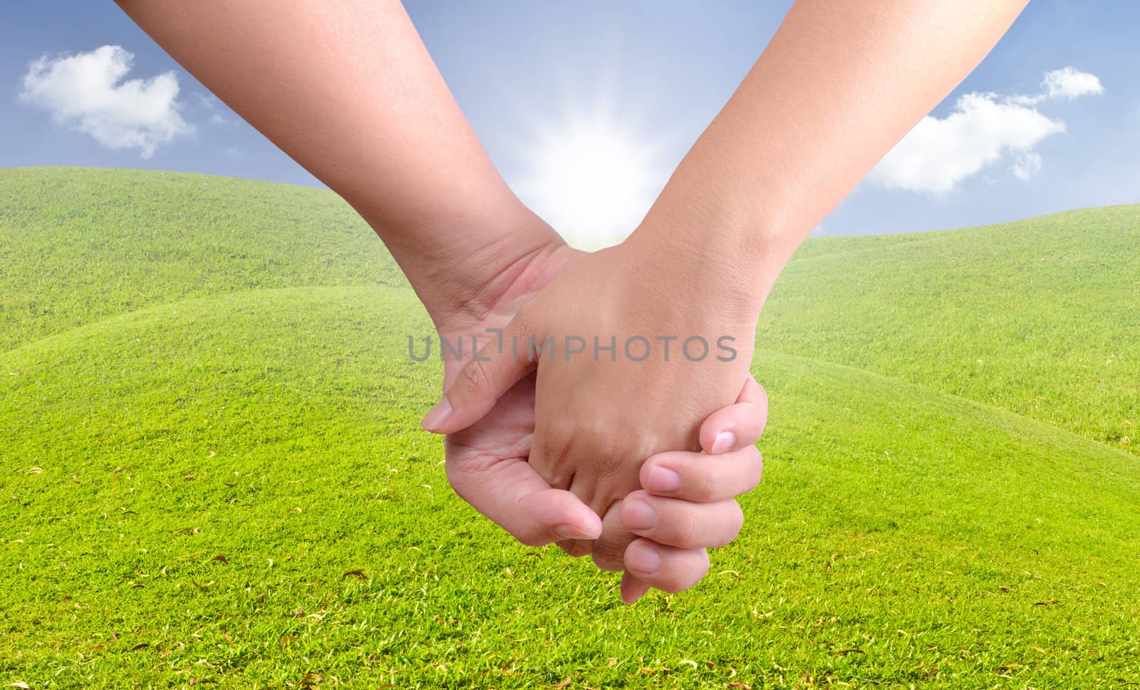 man holding woman hand