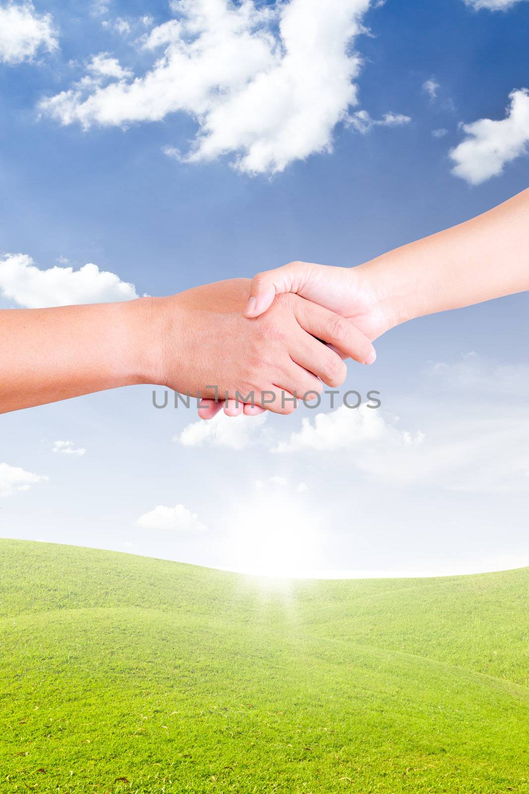 hand shaking for new day by tungphoto