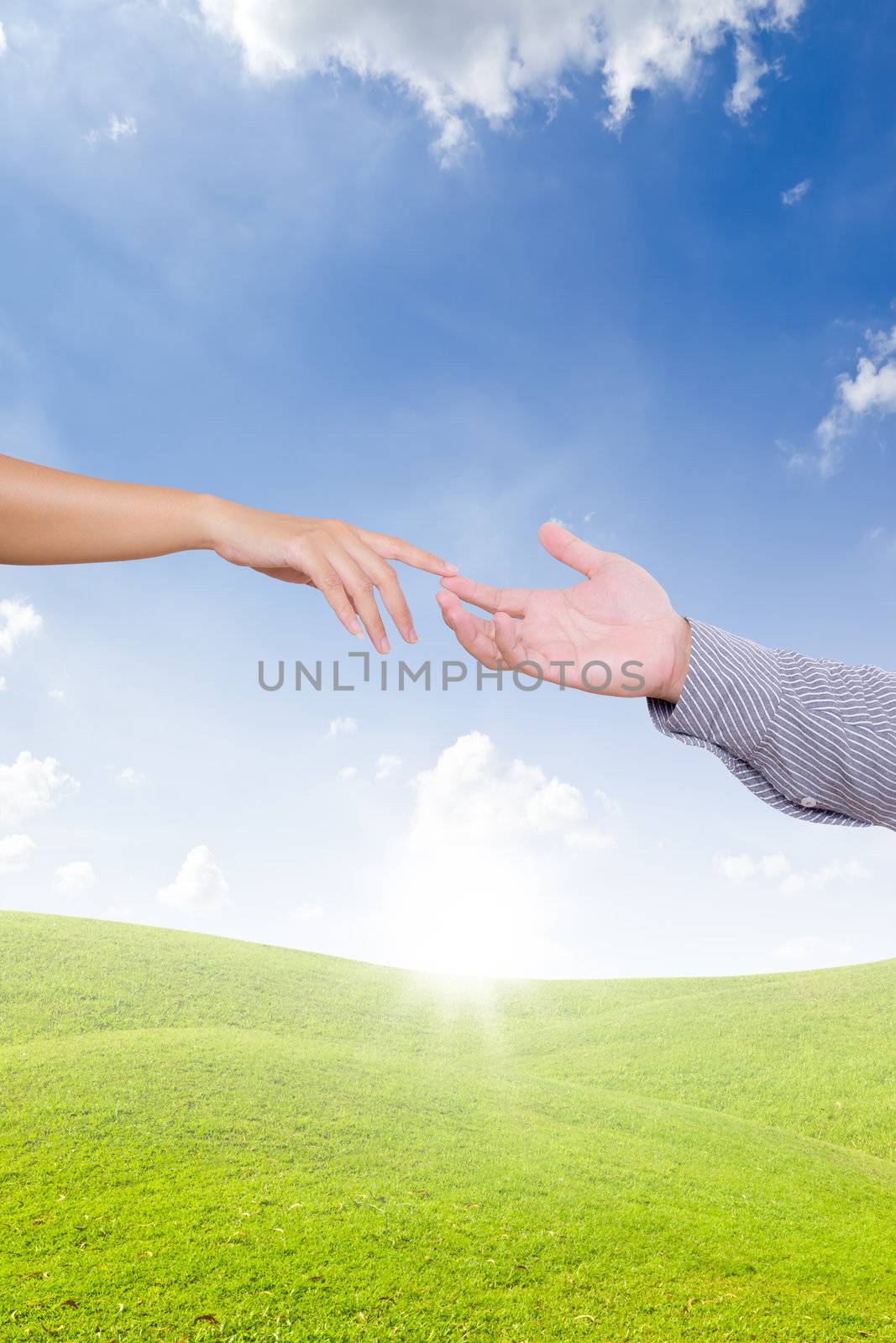 hands touching fingers by tungphoto