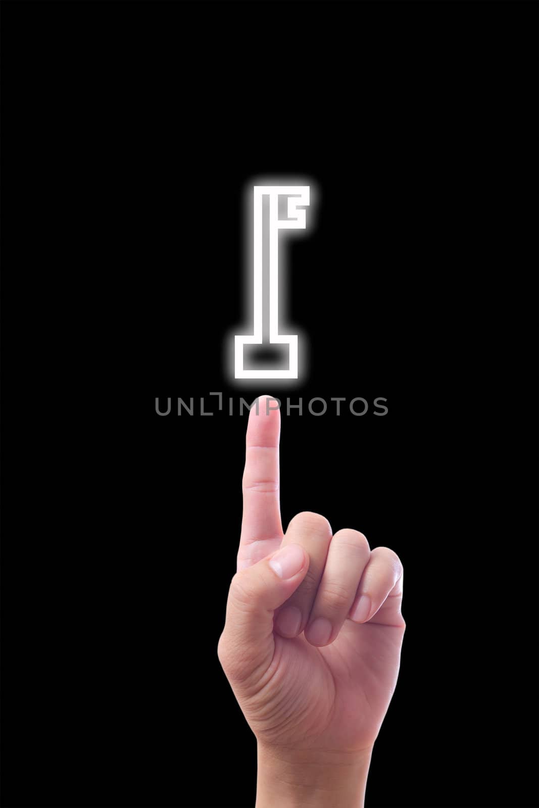 hand pointing to key icon