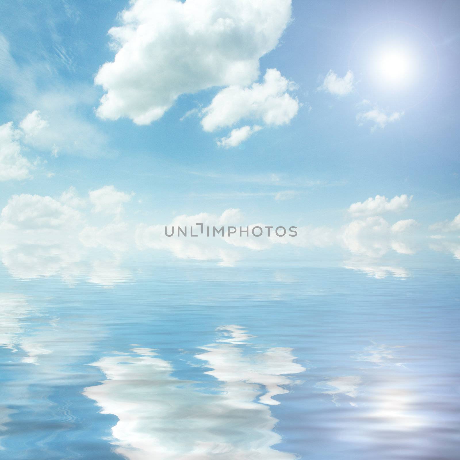 sun, blue sky, and ocean of clouds   by photochecker