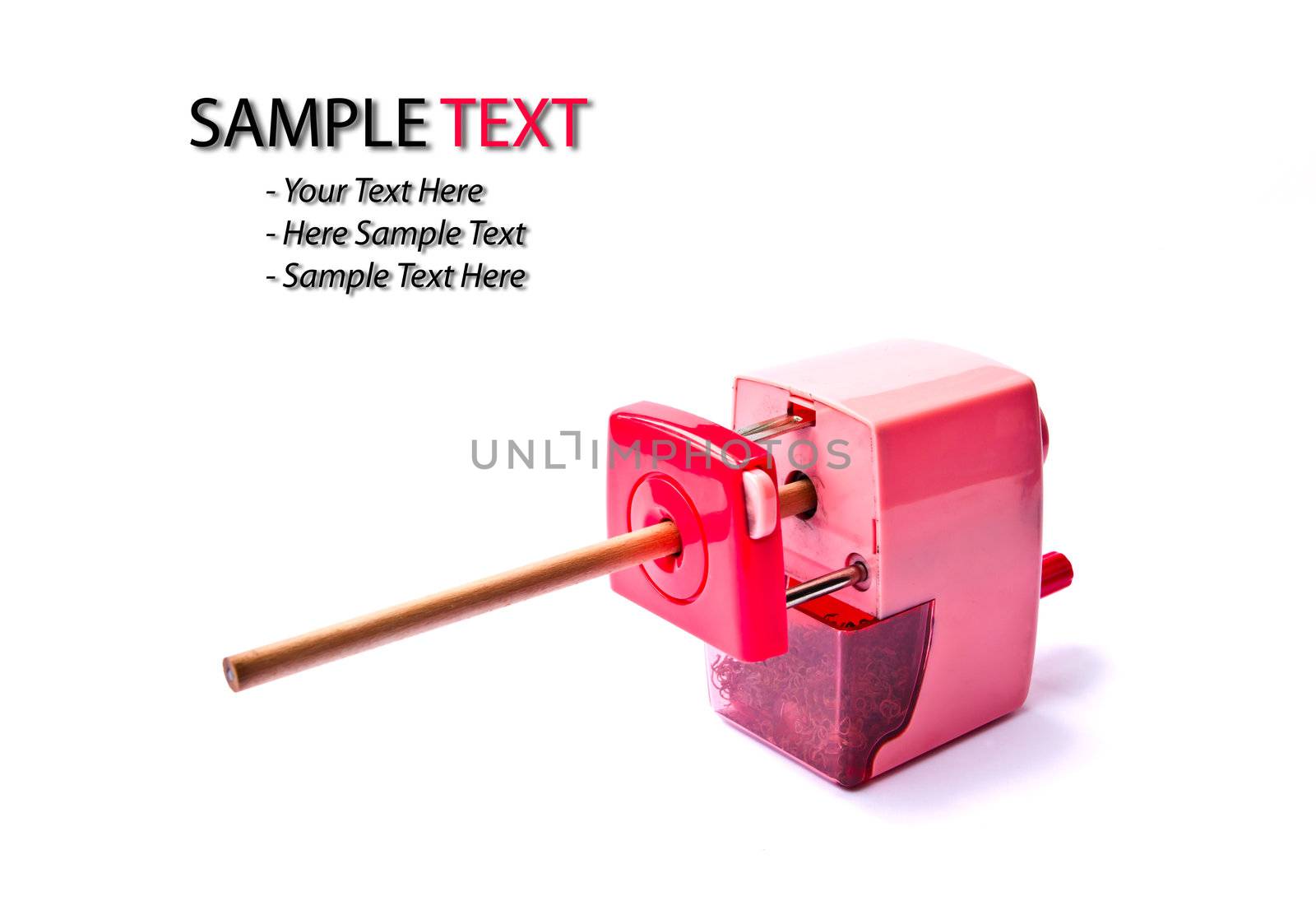 pink pencil sharpener isolated on white background