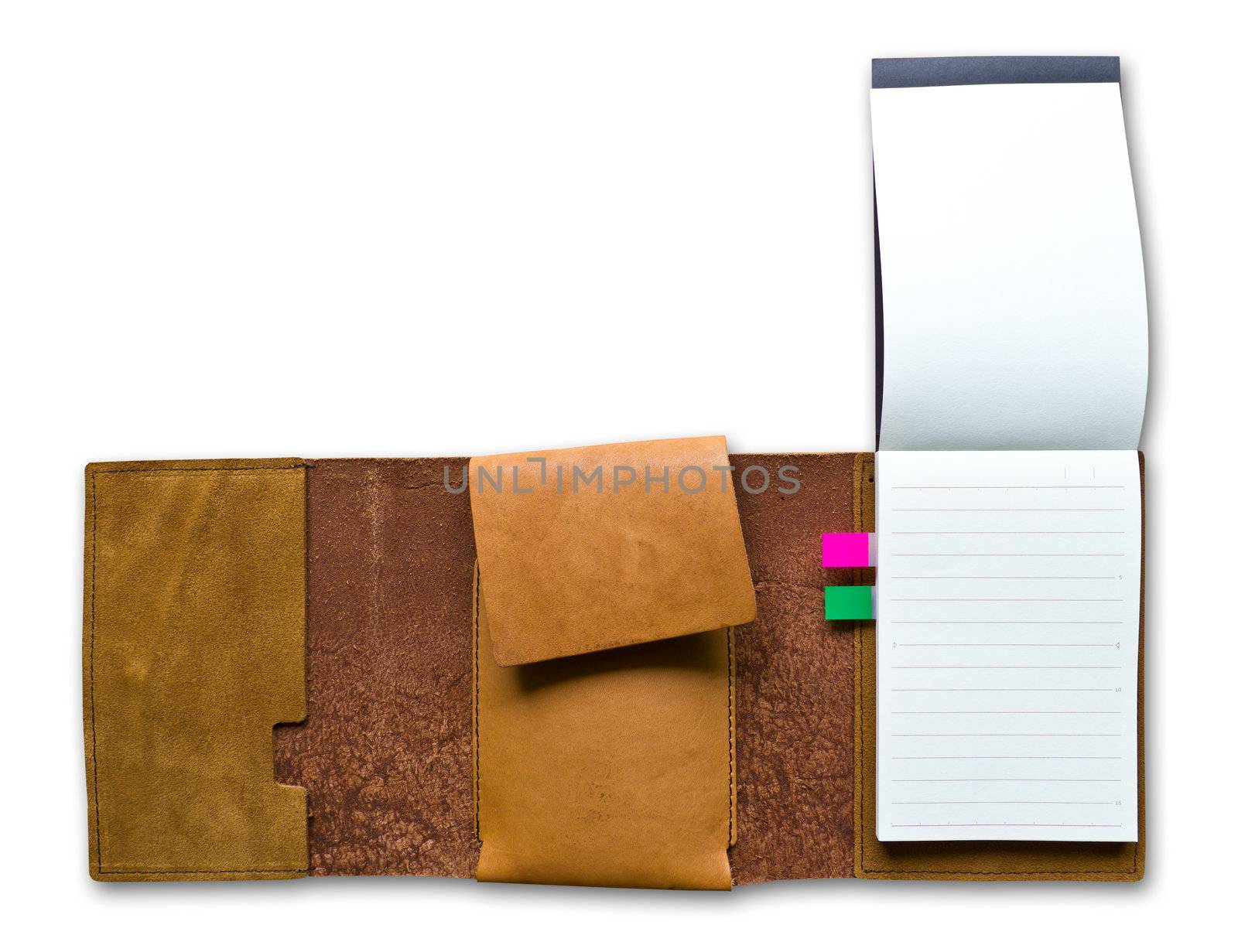 leather case notebook isolated on white background by tungphoto