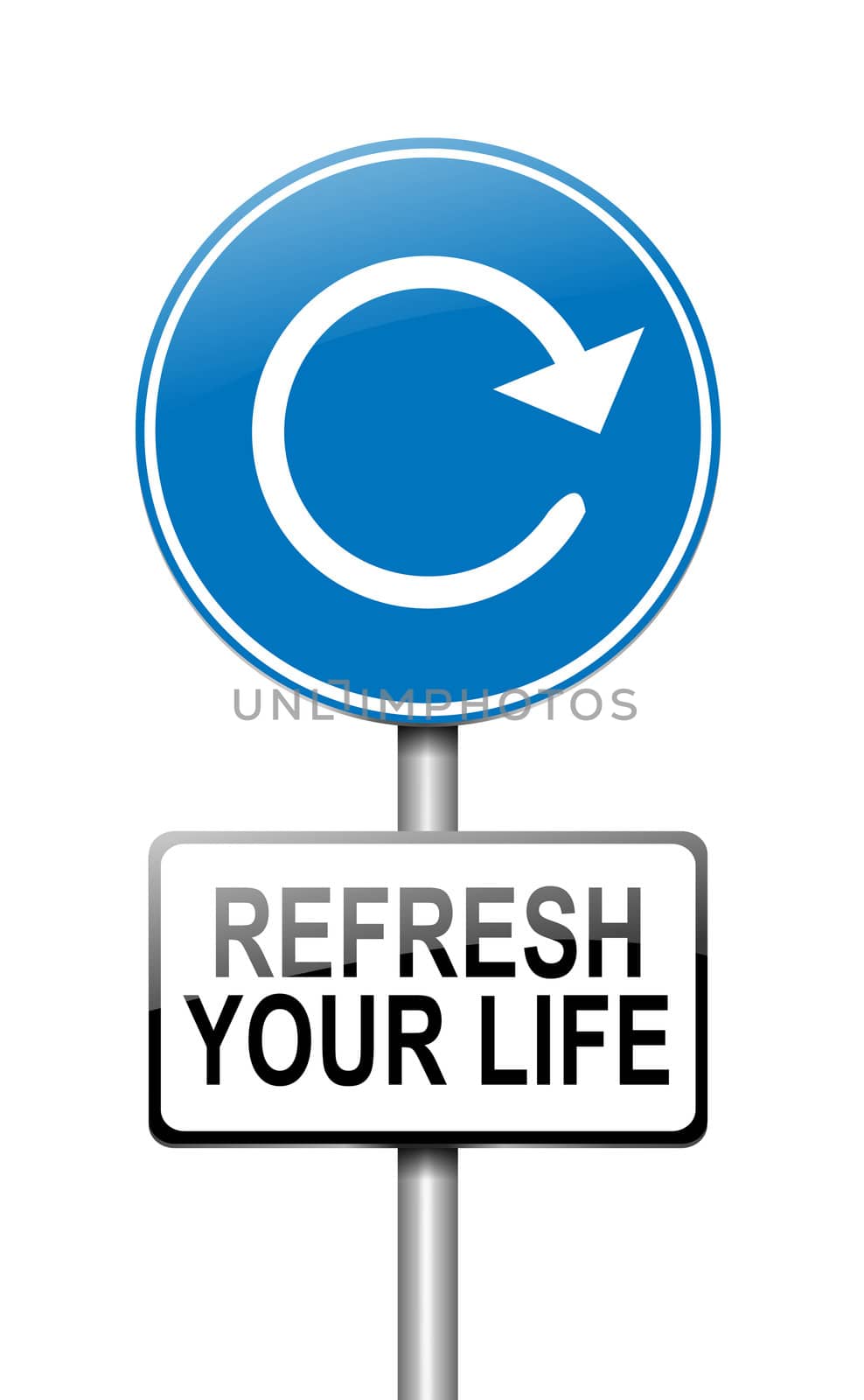Illustration depicting a sign with a refresh your life concept.