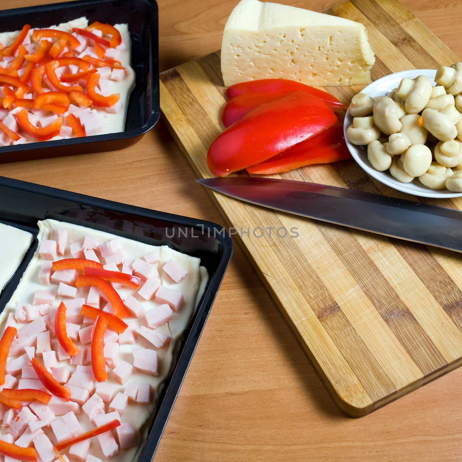 Stock photo: kitchen: an image of ingredients for pizza  in the kitchen