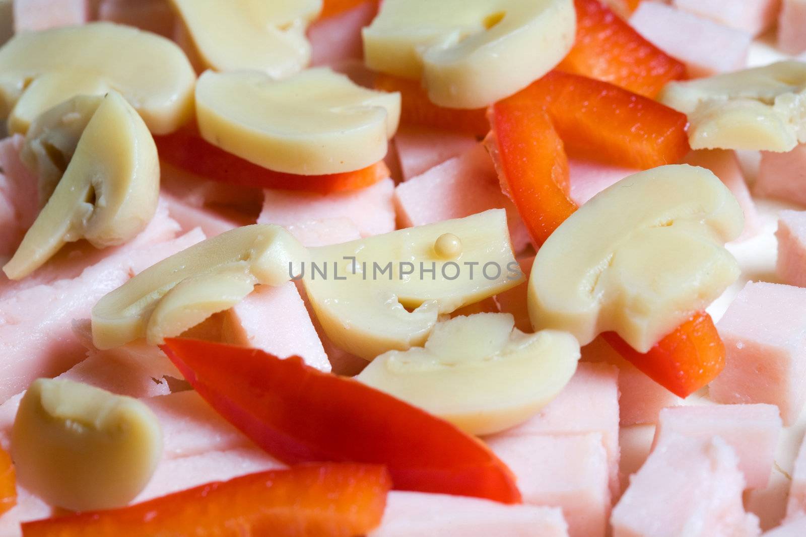 Stock photo: an image of a background of food: ingredients for pizza