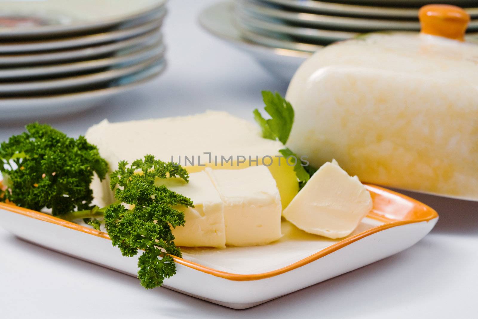 Stock photo: food theme: an image of fresh butter on a plate