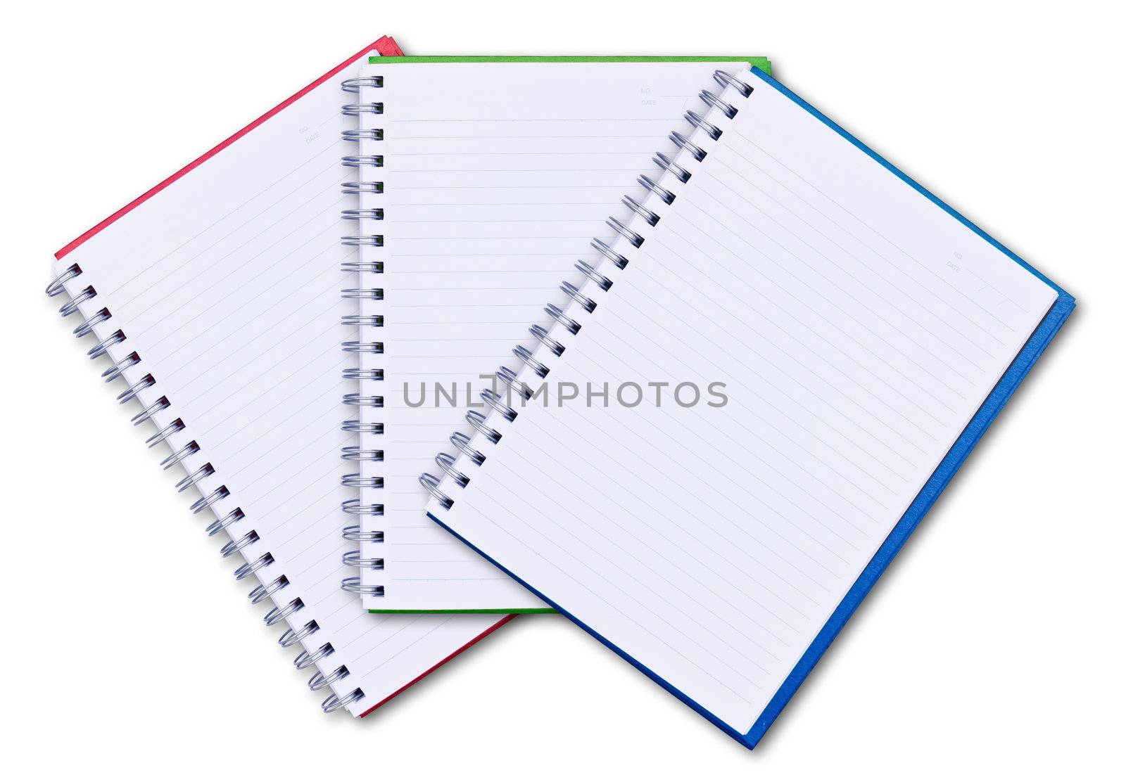 set of color notebook isolated on white background by tungphoto