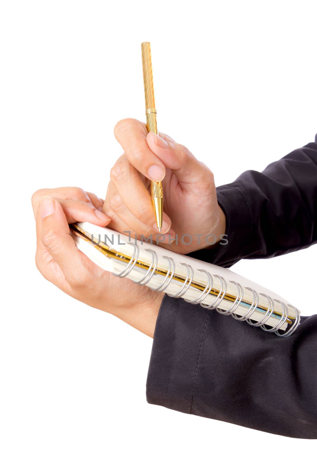 woman hand writing on notebook